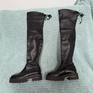 Stuart Weitzman Lowland Ultralift Leather Platform Knee Boots